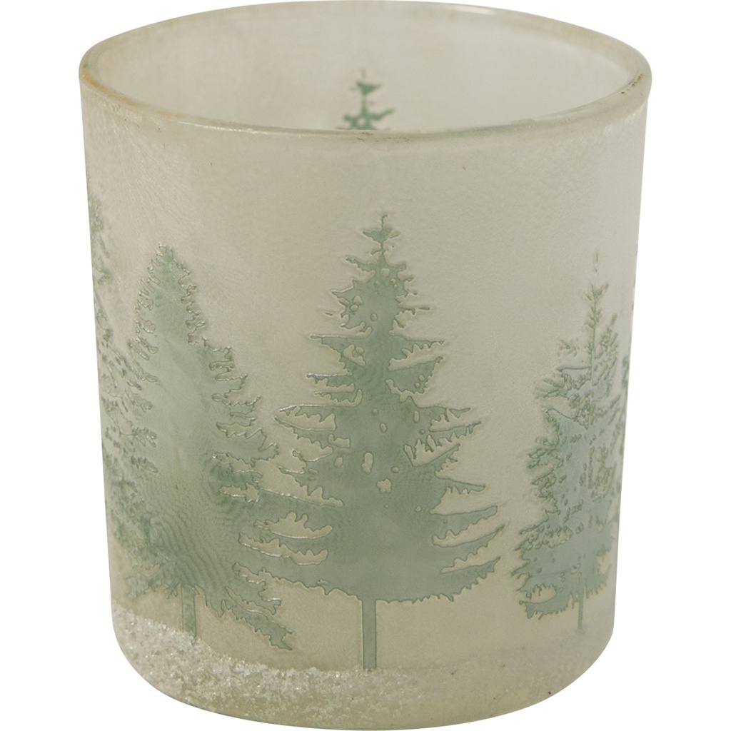 MY CHRISTMAS VILLAGE small glass candle holder