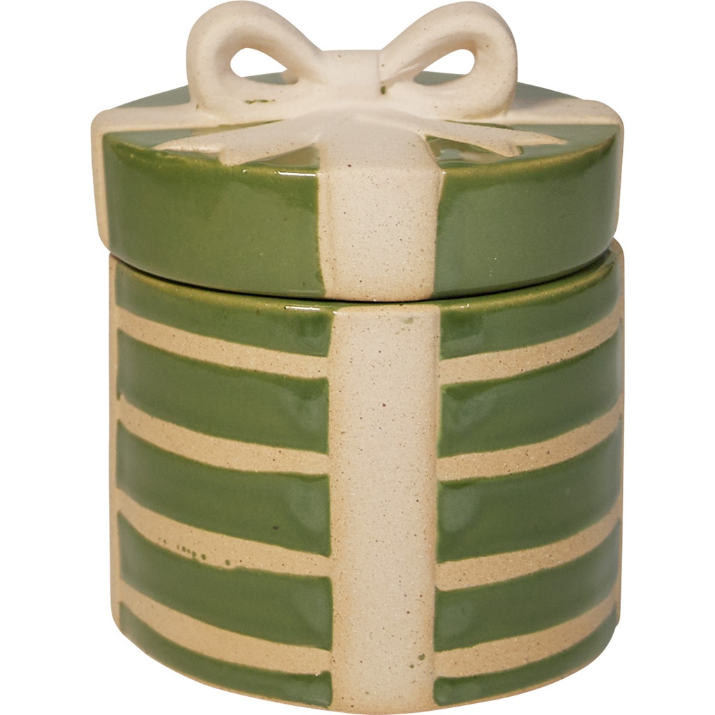 MY CHRISTMAS VILLAGE green present pot