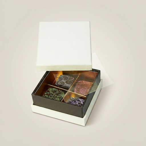 [BXR140401] Ivory coffret à gorge carré 4 chocolats