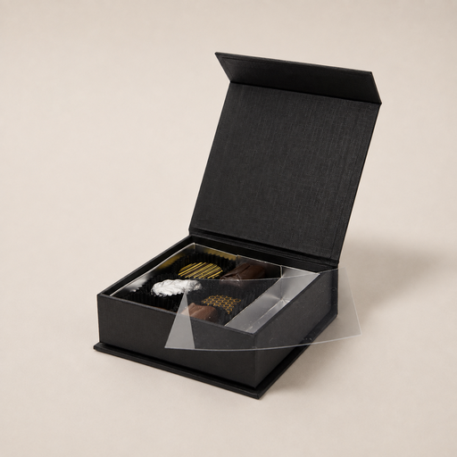 Black is black coffret à fermeture aimantée carré 9 chocolats
