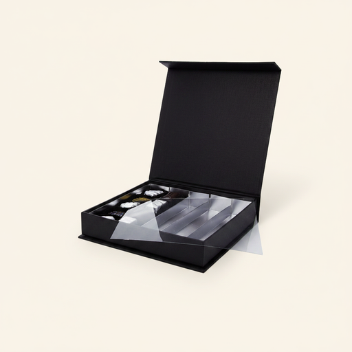 [BXR152590] Black is black chiusura magnetica scatola quadrata 25 cioccolato
